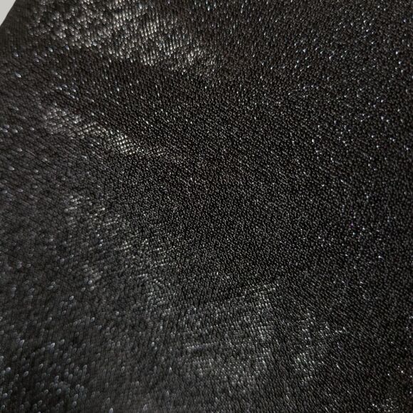 Vintage 70s Black Sheer Sparkle Caftan Size L Gold Braid Trim Zip Maxi Roper - Picture 11 of 16